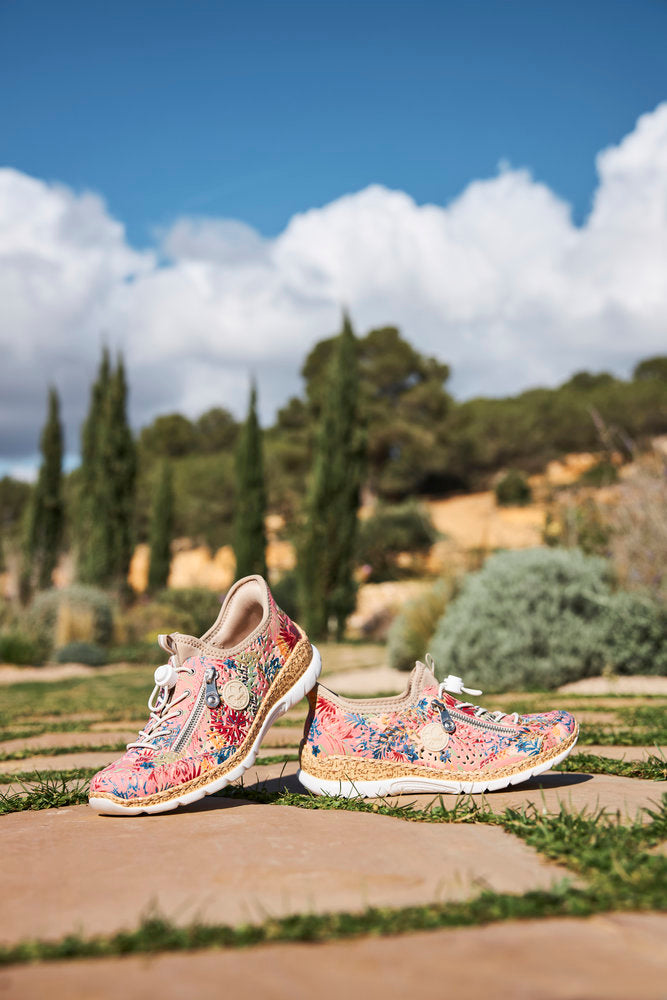 Rieker N42V3-90 Rosa Jungle Multi Elastic Lace Shoes
