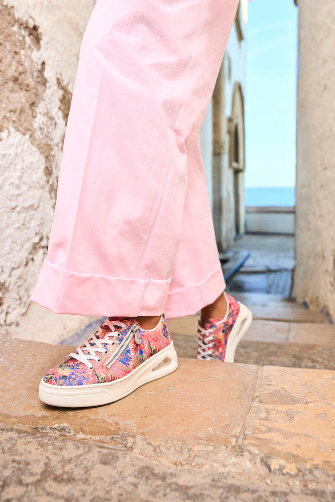 Rieker N6401-90 Pink Jungle Multi Trainers with Side Zip