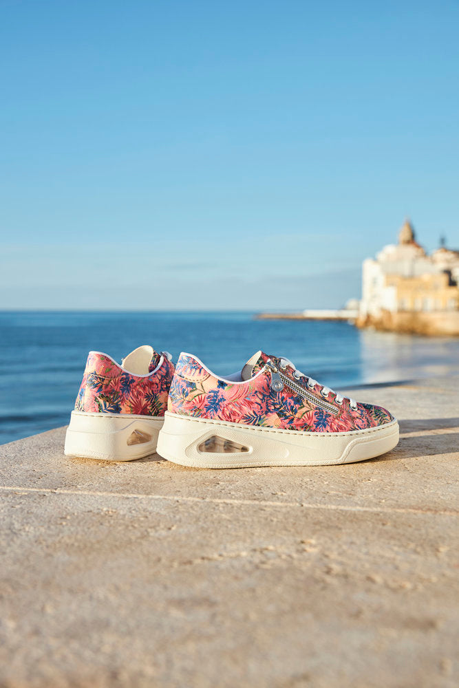 Rieker N6401-90 Pink Jungle Multi Trainers with Side Zip