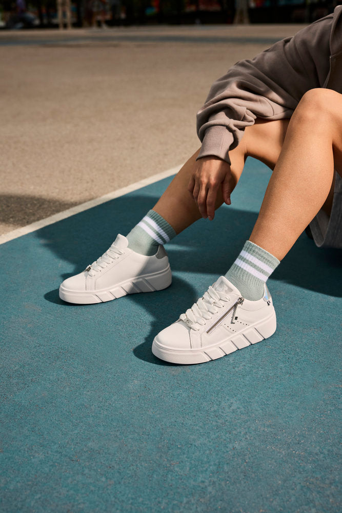 Rieker W2605-80 White Sneakers with Zip