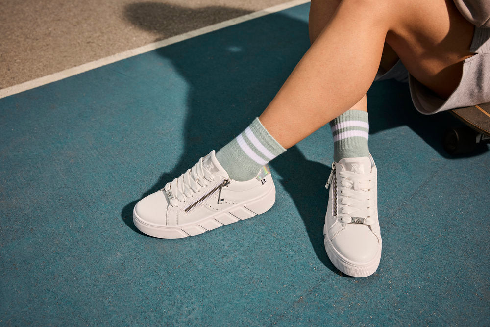 Rieker W2605-80 White Sneakers with Zip