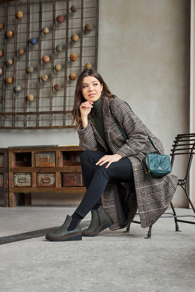 Rieker X9172-54 Forest Green & Black Wedge Chelsea Boots
