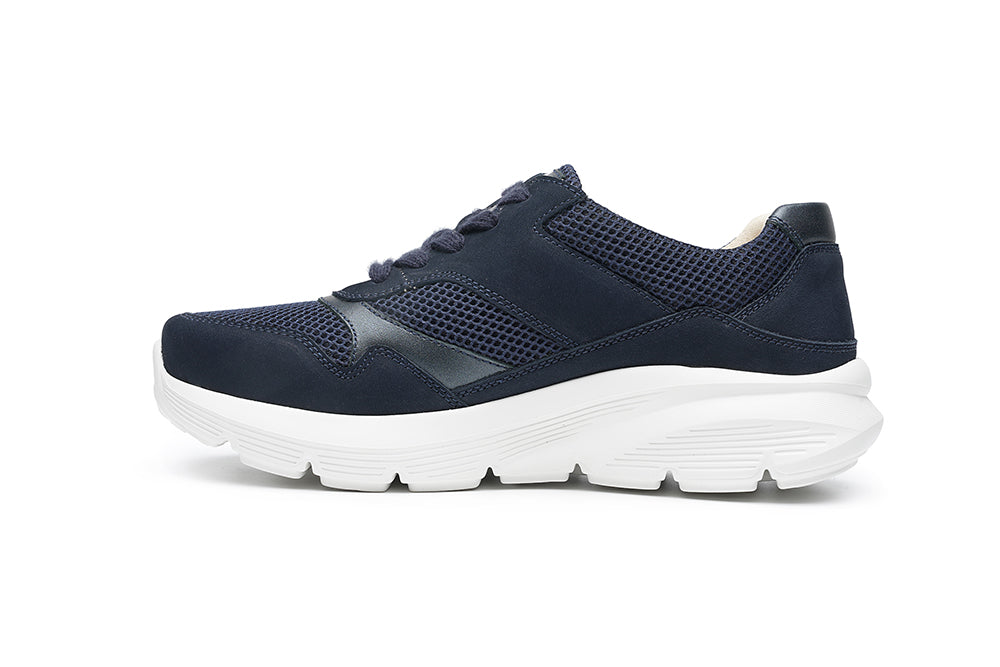 G Comfort Fitness S-1623 Navy Sneakers with Side Zip & White Sole
