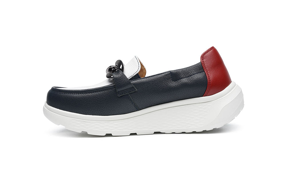 G Comfort S-2722 LC White, Navy & Red Combi Ultra Light Moccasins