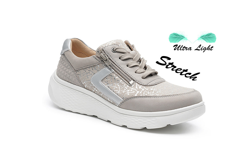 G Comfort S-2729 Grey & Silver Combi Sneakers with Zip