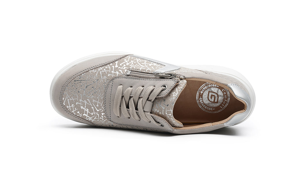 G Comfort S-2729 Grey & Silver Combi Sneakers with Zip