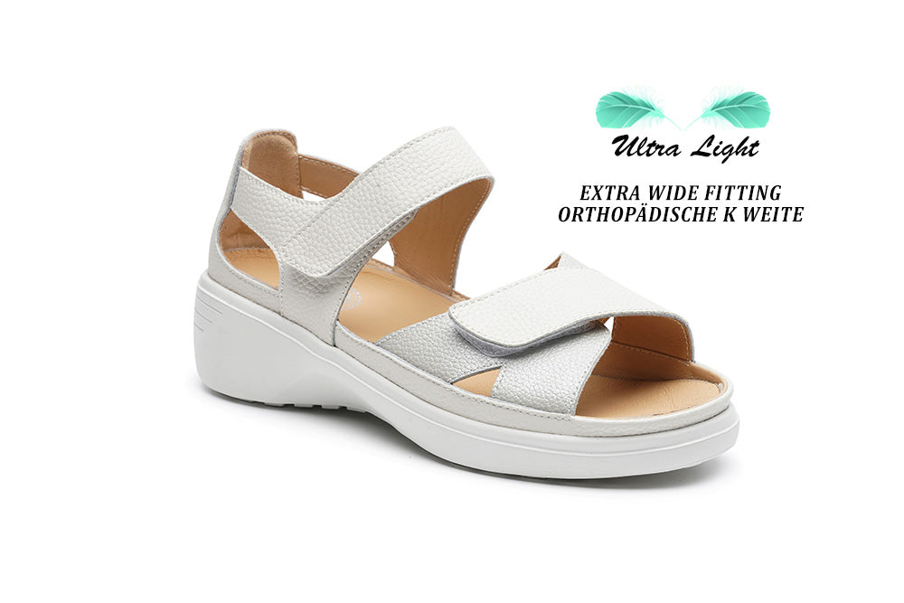 G Comfort S-5262 White Extra Wide Velcro Sandals