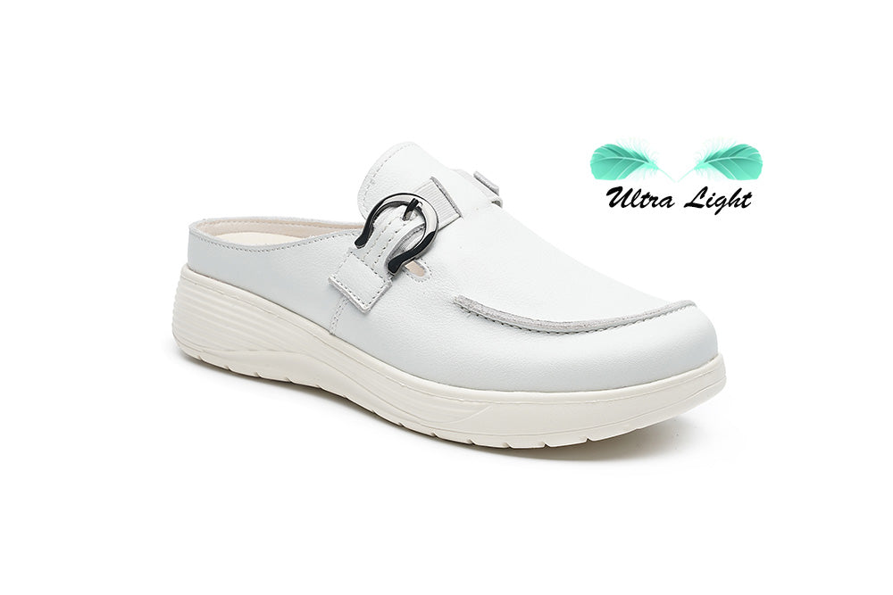 G Comfort S-8621 White Slip On Mules