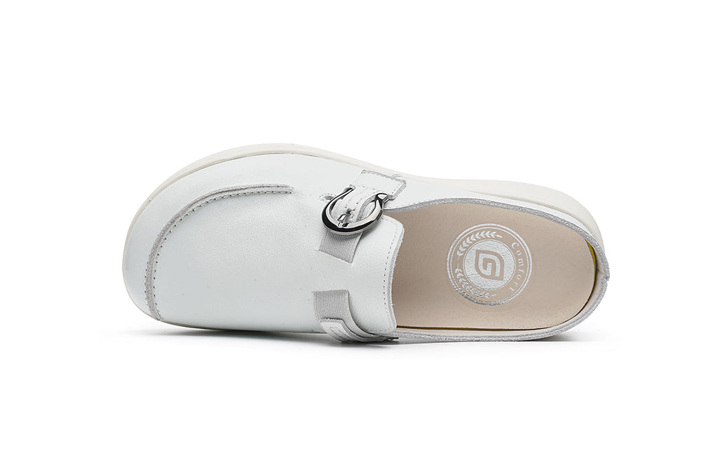 G Comfort S-8621 White Slip On Mules