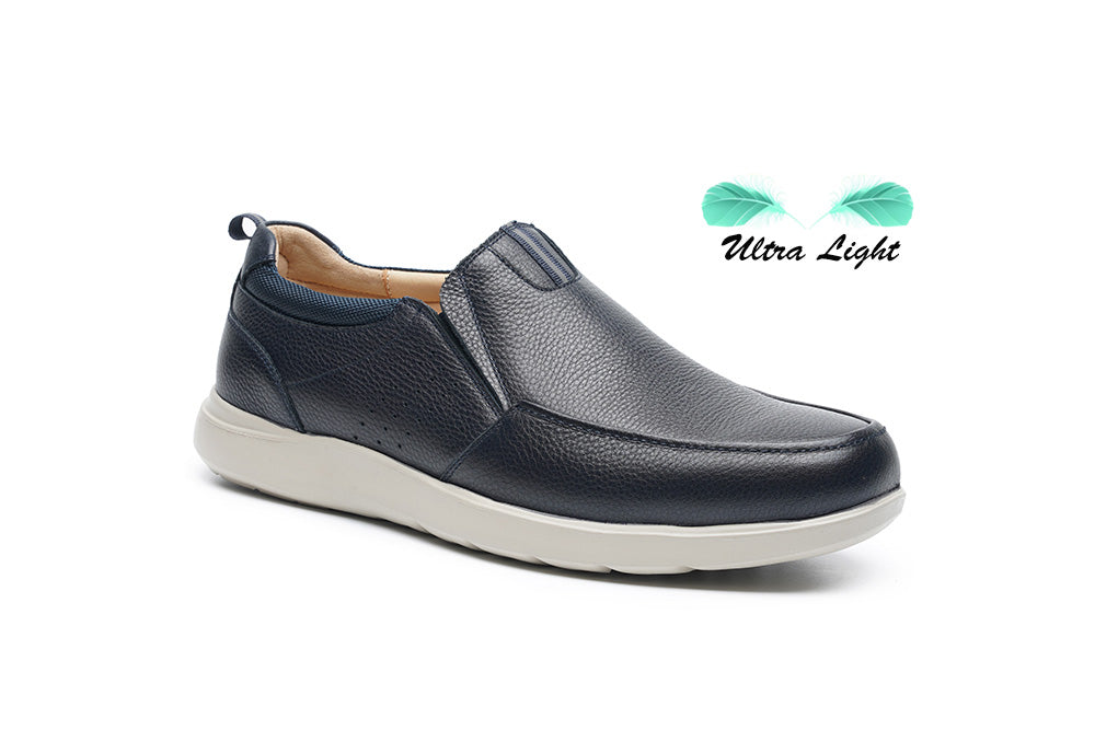 G Comfort S-8951 Navy Ultra Light Slip On Shoes with Grey Sole