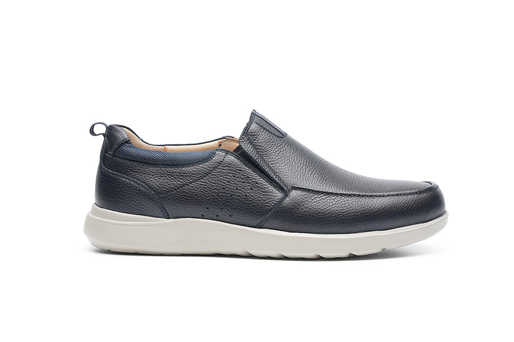 G Comfort S-8951 Navy Ultra Light Slip On Shoes with Grey Sole