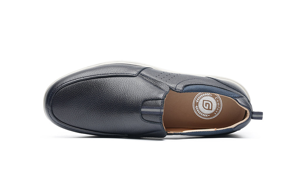 G Comfort S-8951 Navy Ultra Light Slip On Shoes with Grey Sole