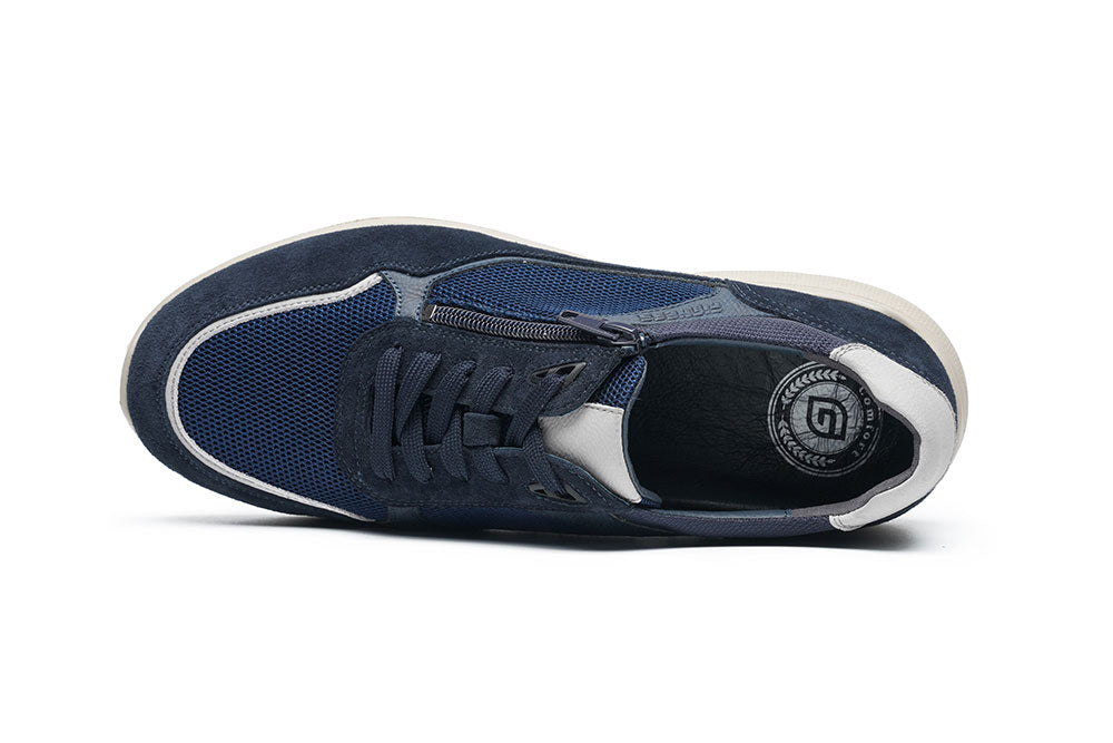 G Comfort S-966 L Navy Suede & Mesh Ultra Light Sneakers with Zip