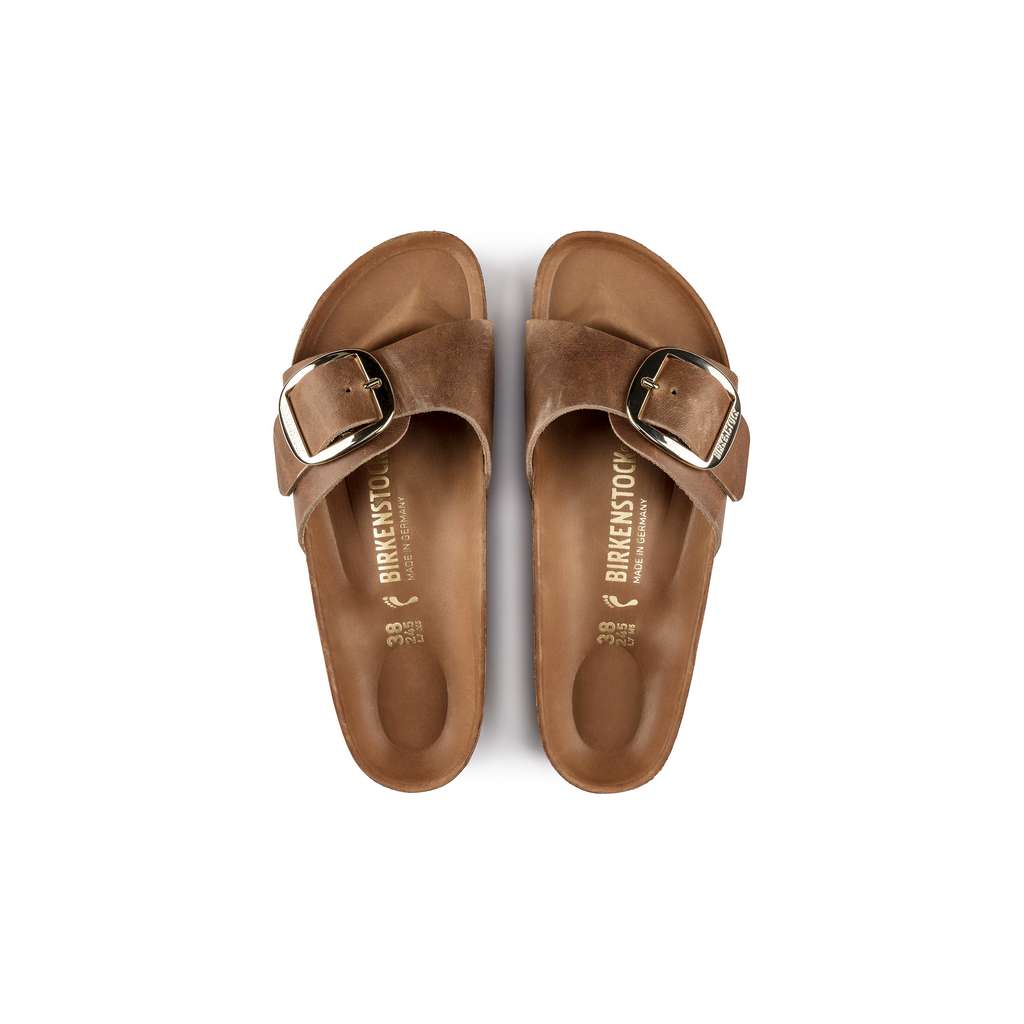 Birkenstock 1006525 Madrid Big Buckle Natural Leather Oiled Cognac Sandals