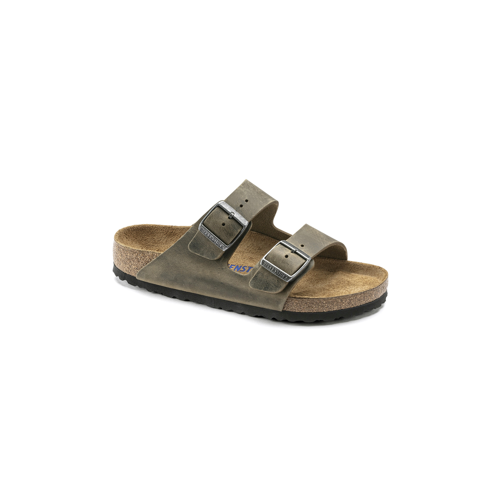 Birkenstock 1019313 Arizona Soft Footbed Natural Leather Oiled Faded Khaki Sandals