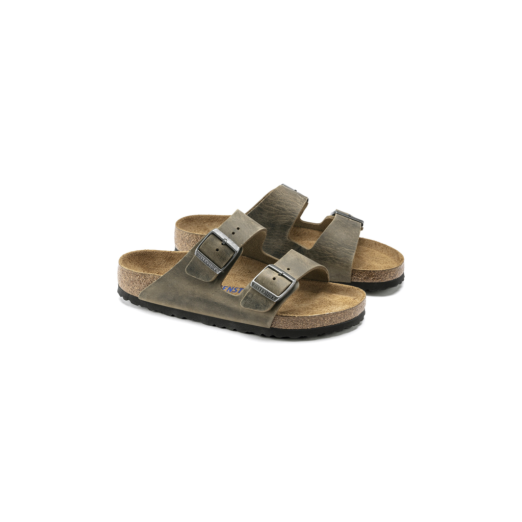 Birkenstock 1019313 Arizona Soft Footbed Natural Leather Oiled Faded Khaki Sandals