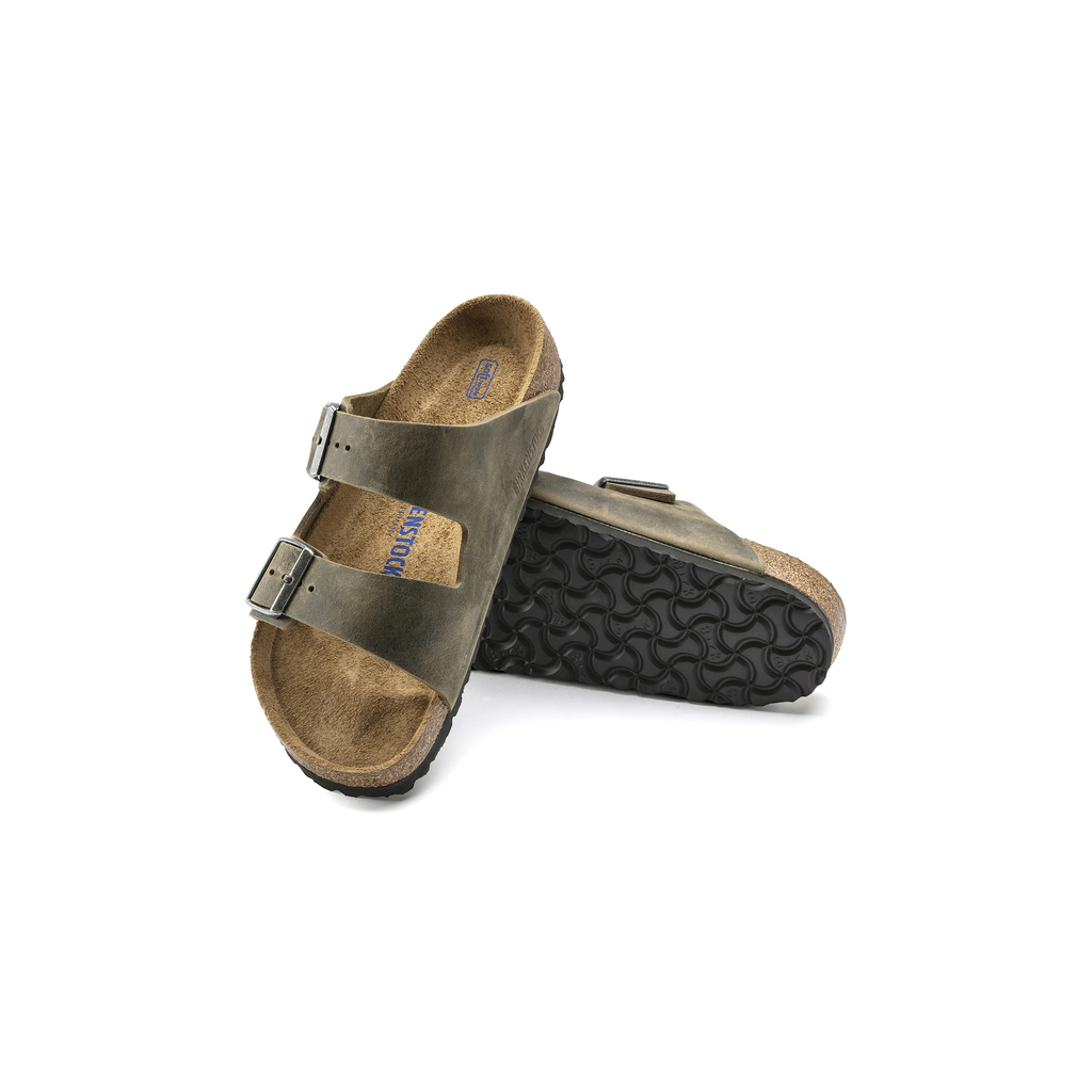 Birkenstock 1019313 Arizona Soft Footbed Natural Leather Oiled Faded Khaki Sandals