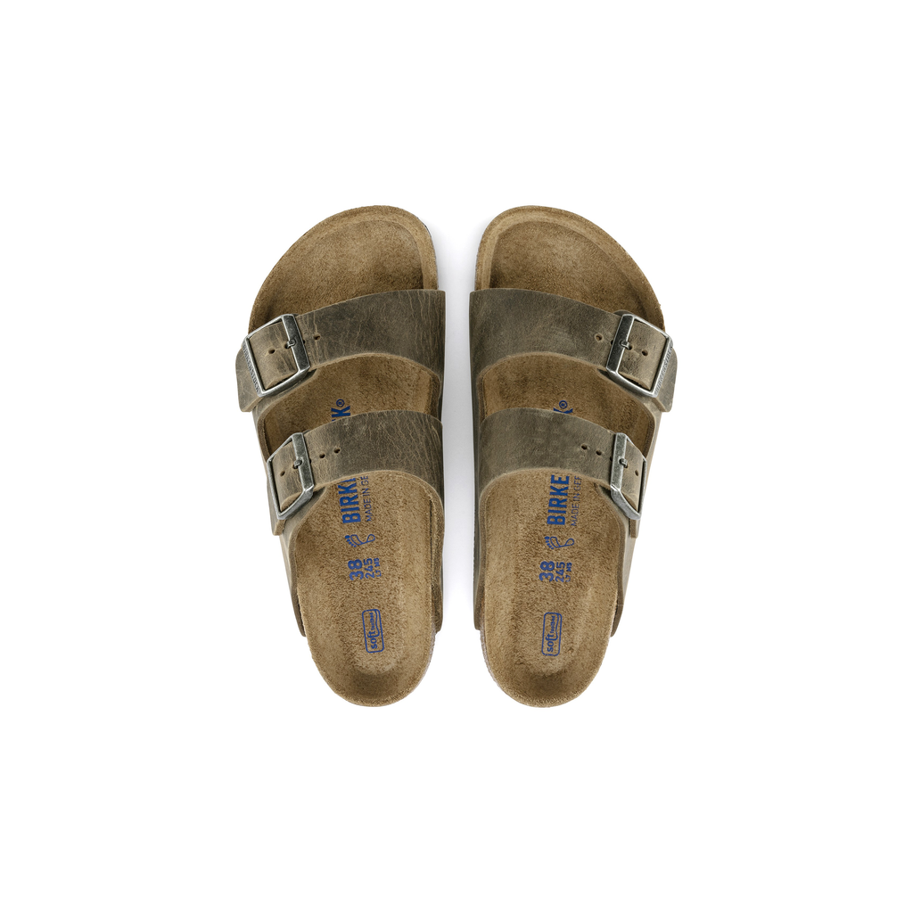 Birkenstock 1019313 Arizona Soft Footbed Natural Leather Oiled Faded Khaki Sandals