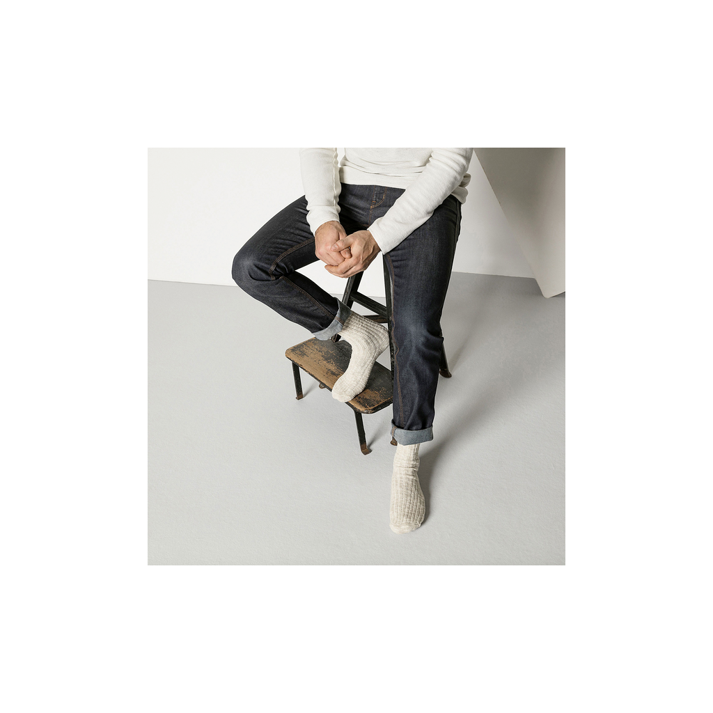 Birkenstock 1008061 Cotton Slub Men Cotton/Polyamid/Elastane Beige/White Socks