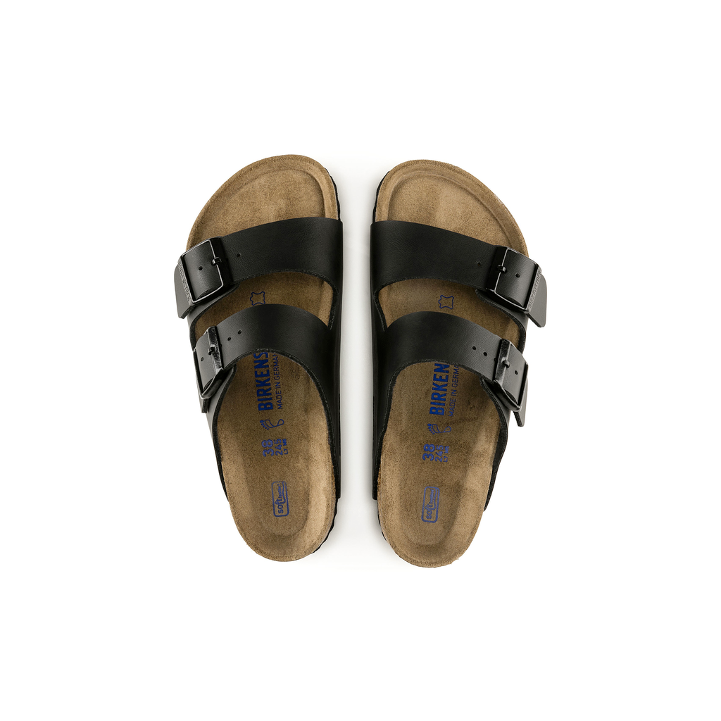 Birkenstock 0551251 Arizona Black Soft Footbed Birko Flor Sandals - Regular Fit Ladies