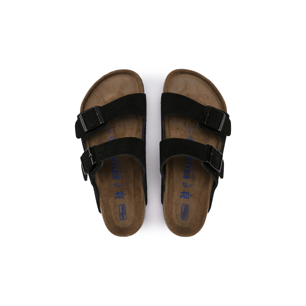 Birkenstock 951323 Arizona Black Soft Footbed Suede Leather Sandals