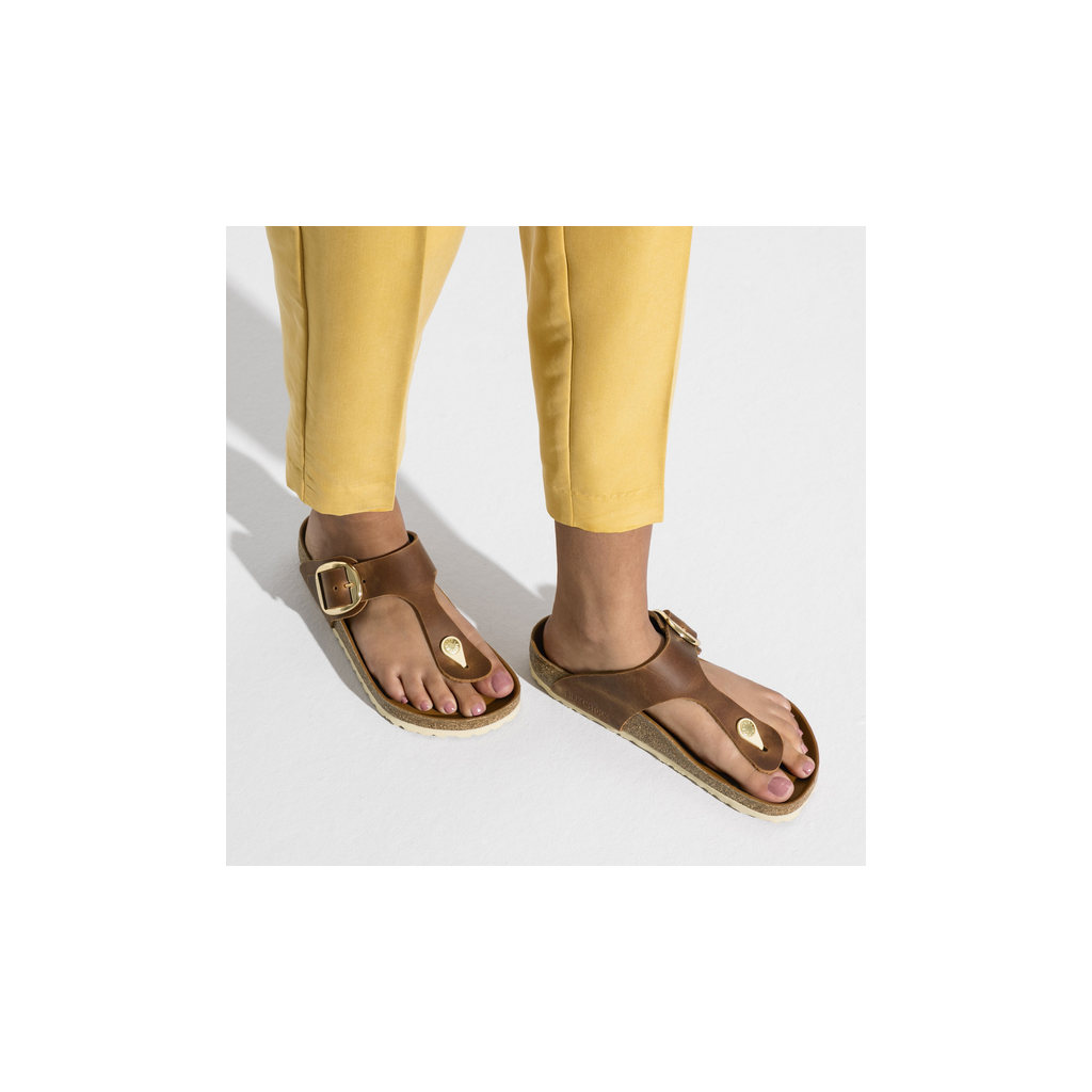 Birkenstock 1018745 Gizeh Cognac Tan Big Buckle Natural Leather Oiled Sandals
