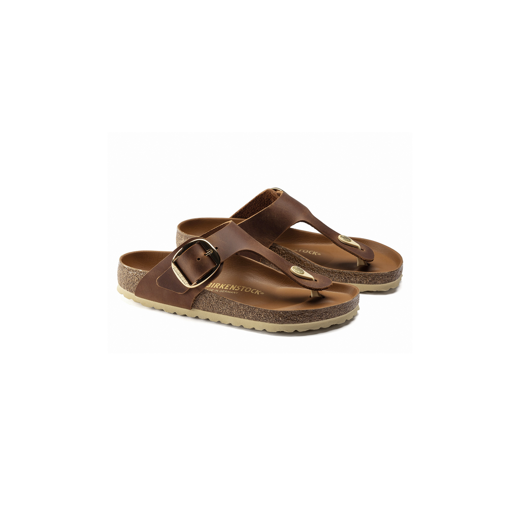 Birkenstock 1018745 Gizeh Cognac Tan Big Buckle Natural Leather Oiled Sandals