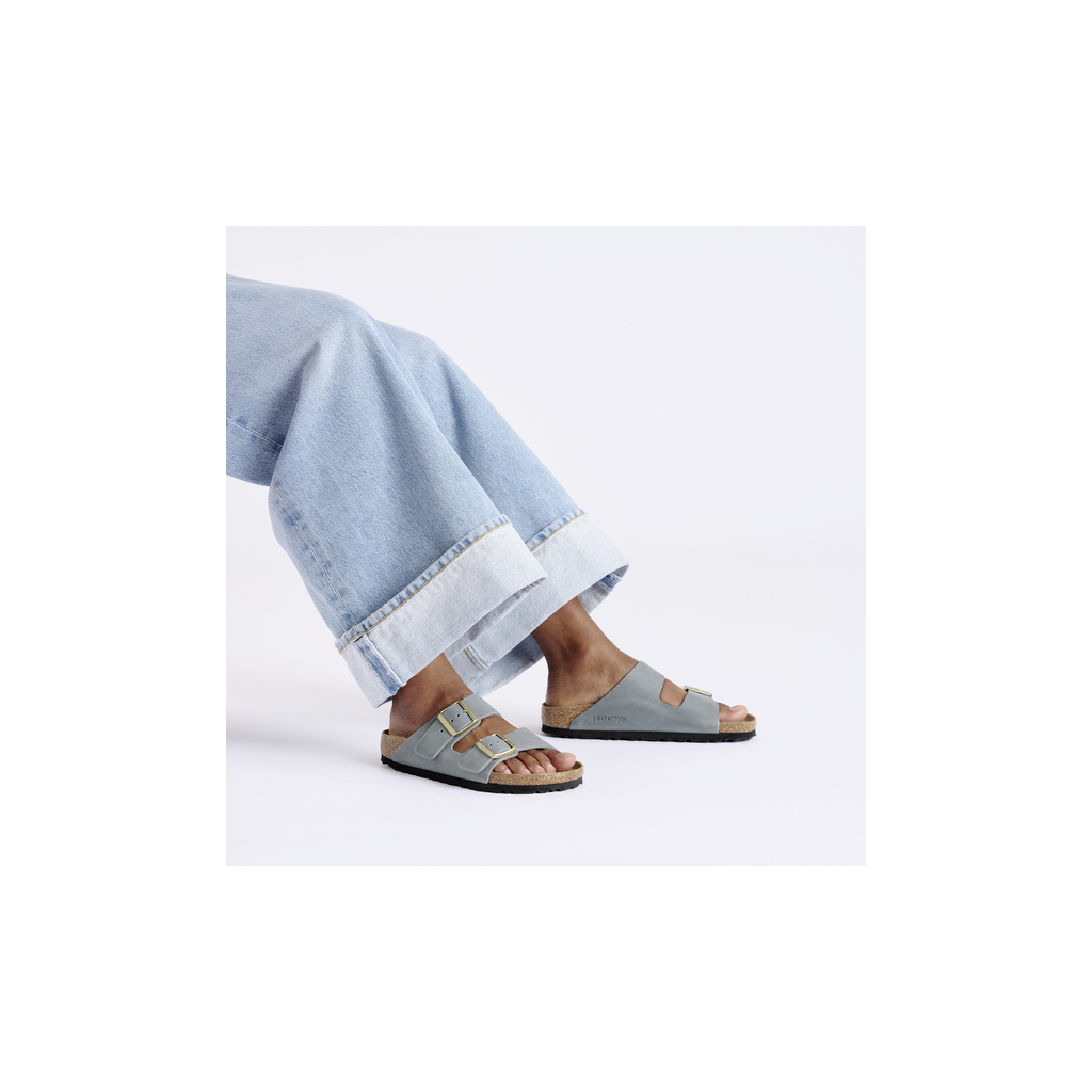 Birkenstock 1029253 Arizona Basalt Gray Natural Leather Oiled Sandals