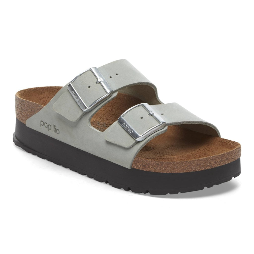 Birkenstock 1029049 Arizona Pure Sage Papillio Flex Platform Nubuk Leather Sandals