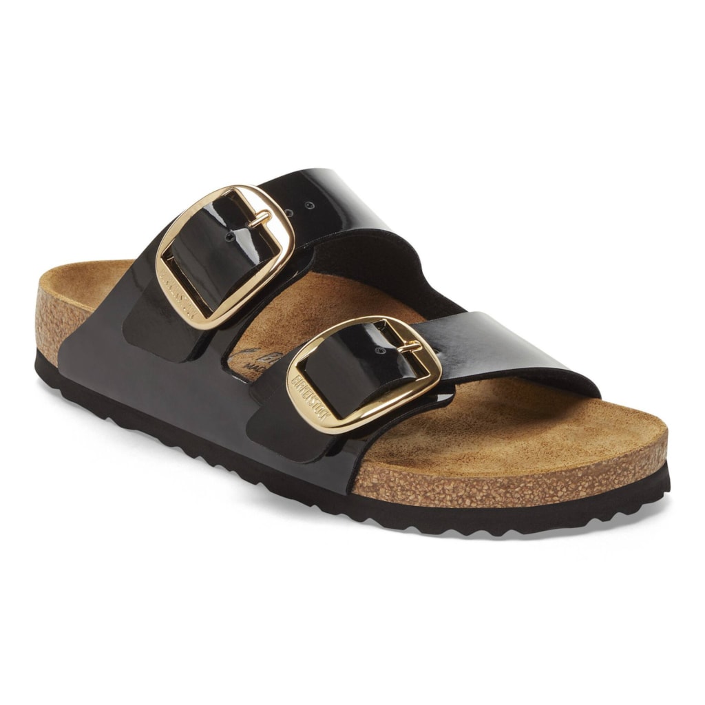 Birkenstock 1027918 Arizona Big Buckle Patent Black/Gold Sandals