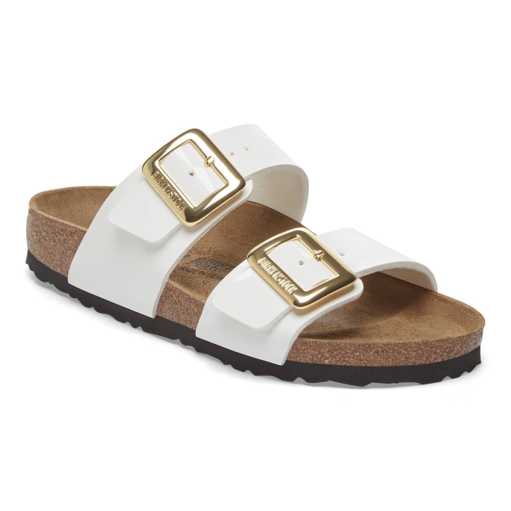 Birkenstock 1029438 Sydney Cushion Buckle Birko-Flor Patent White Sandals