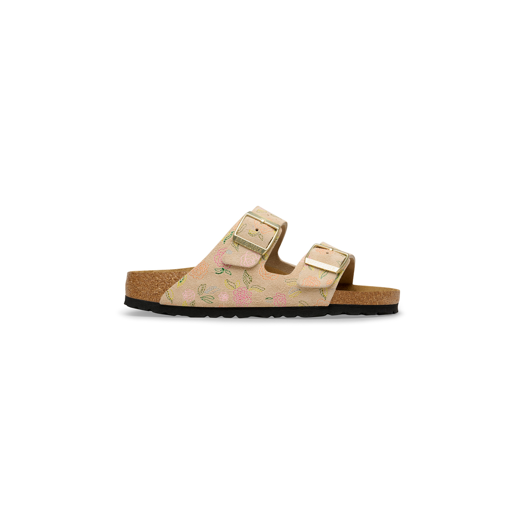 Birkenstock 1031736 Arizona Rivet Logo Sandcastle Flower Print Suede Leather Sandals