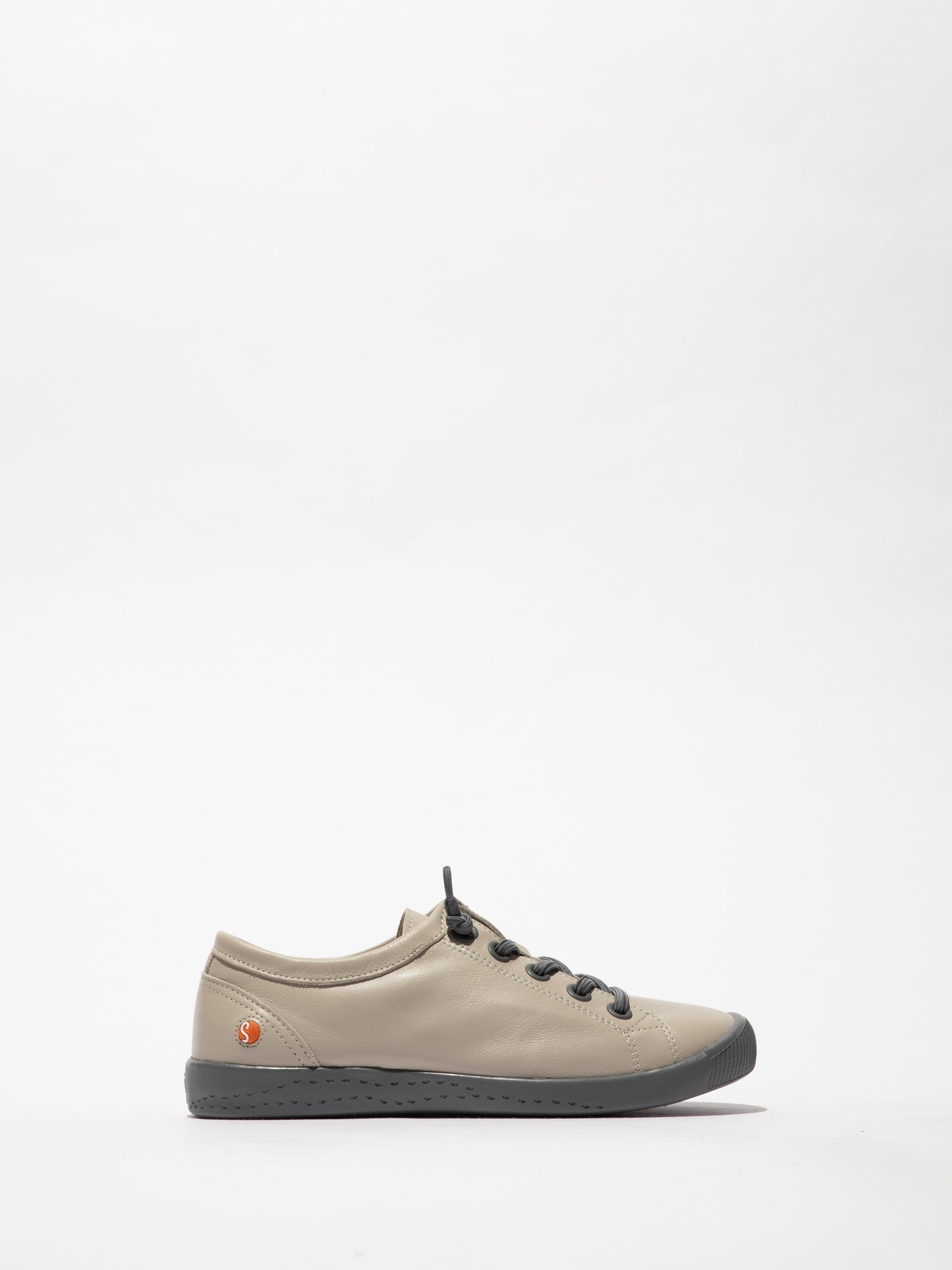 Softinos P900557082 ISLAII557SOF Smooth Leather Grey Elastic Lace Shoes with Grey Sole