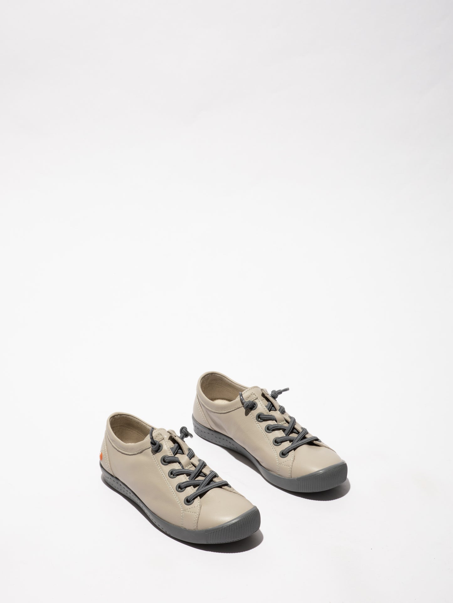 Softinos P900557082 ISLAII557SOF Smooth Leather Grey Elastic Lace Shoes with Grey Sole