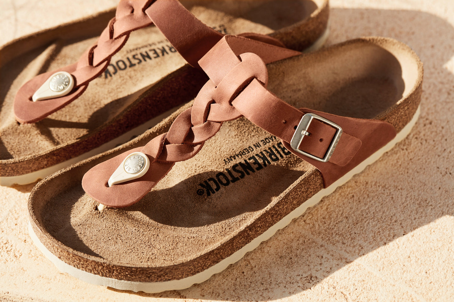 Birkenstock 1021336 Gizeh Narrow Oiled Leather Braided Tan Sandals