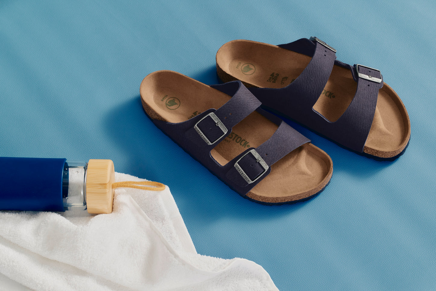Birkenstock 1023150 Arizona Vegan Microfibre Desert Dust Indigo Blue Sandals