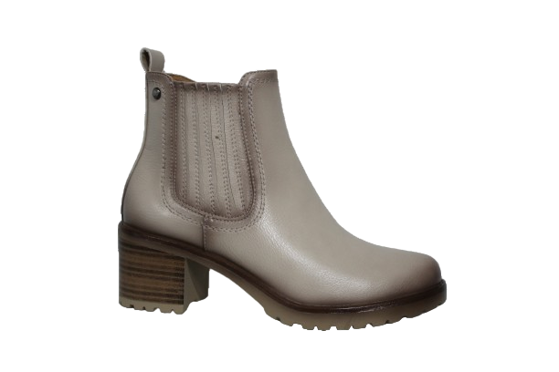 Susst Taylor24 Beige PU Block Heel Gusset Boots