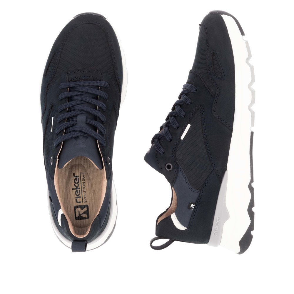 Rieker Evolution U0903-14 Navy Combi Trainers with Cream Sides