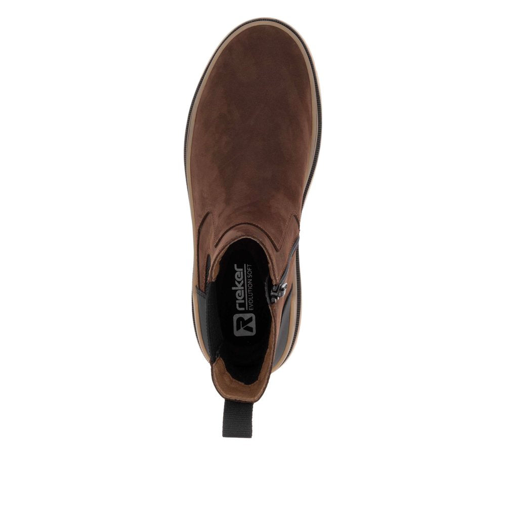 Rieker Evolution U1272-25 Brown & Black Chelsea Boots