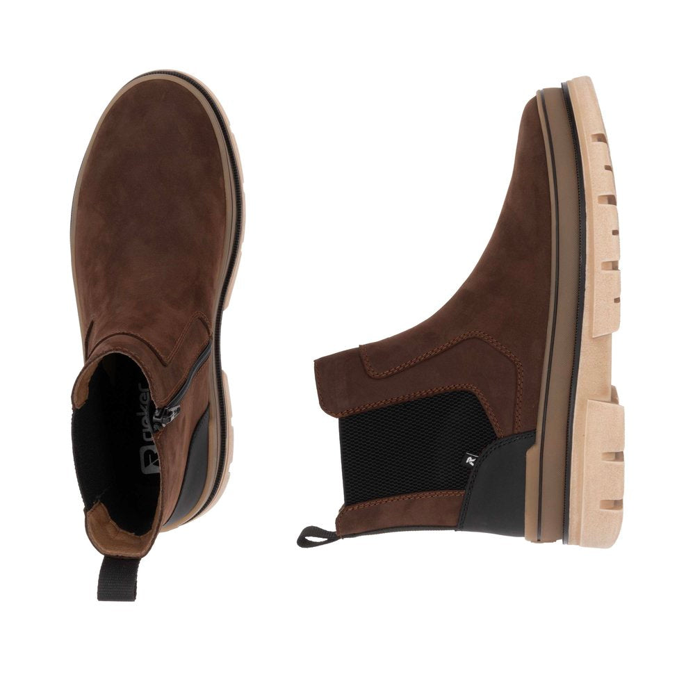 Rieker Evolution U1272-25 Brown & Black Chelsea Boots