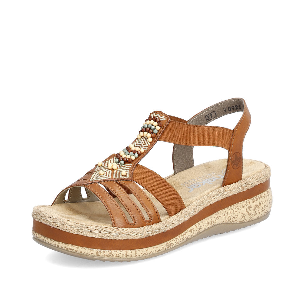 Rieker V0921-24 Tan Surf Beads Slingback Sandals
