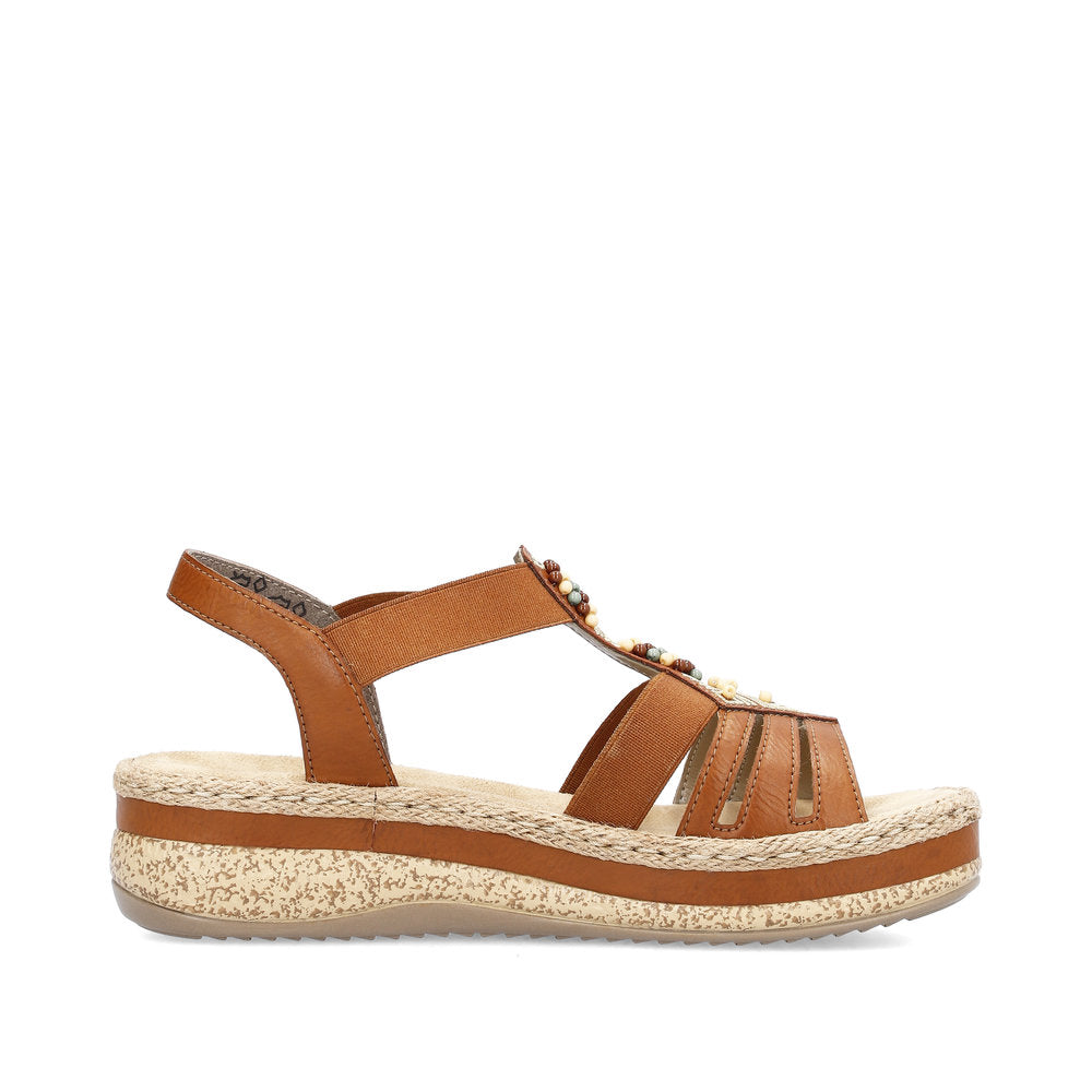 Rieker V0921-24 Tan Surf Beads Slingback Sandals