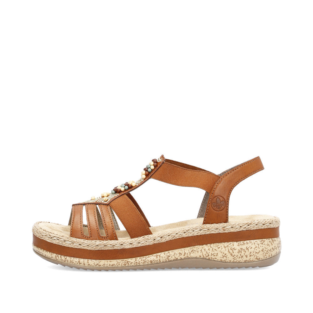 Rieker V0921-24 Tan Surf Beads Slingback Sandals