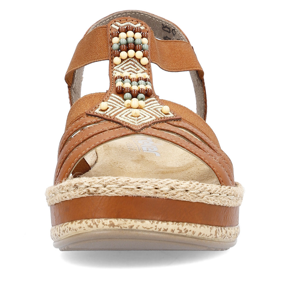 Rieker V0921-24 Tan Surf Beads Slingback Sandals