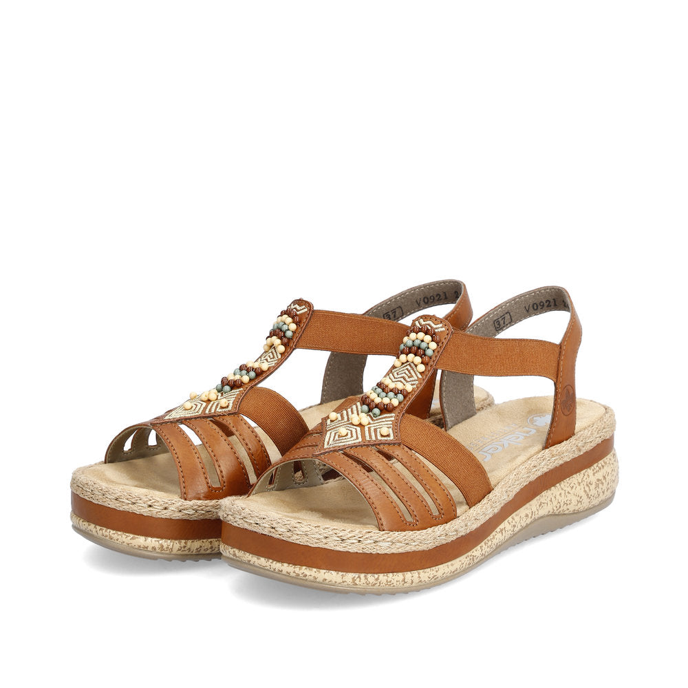 Rieker V0921-24 Tan Surf Beads Slingback Sandals