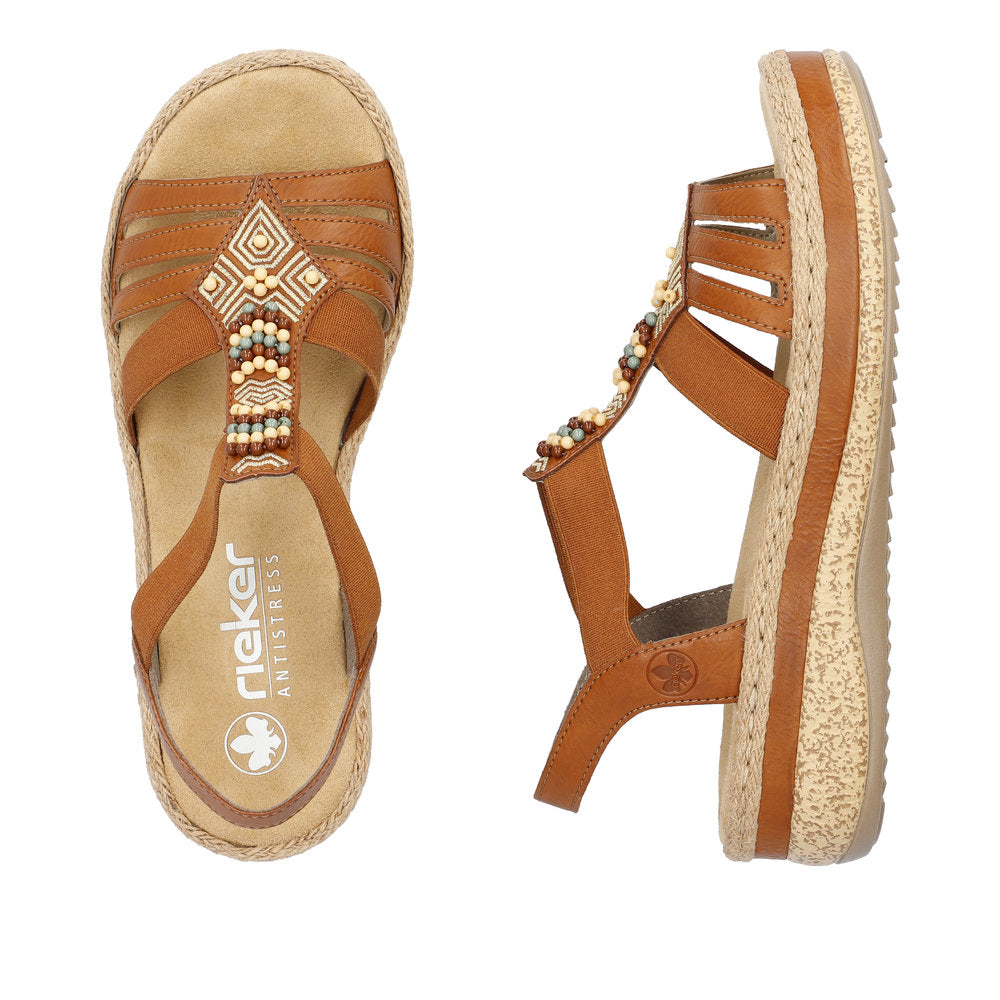Rieker V0921-24 Tan Surf Beads Slingback Sandals
