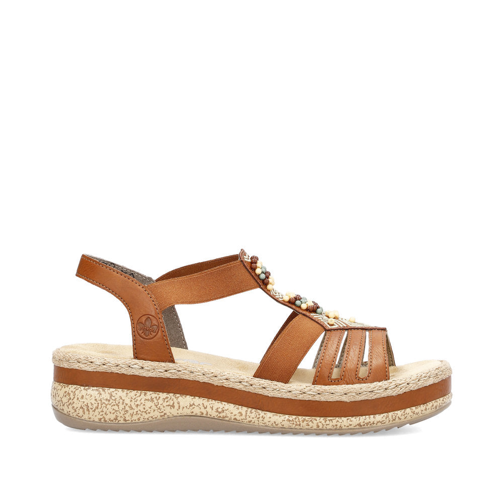 Rieker V0921-24 Tan Surf Beads Slingback Sandals