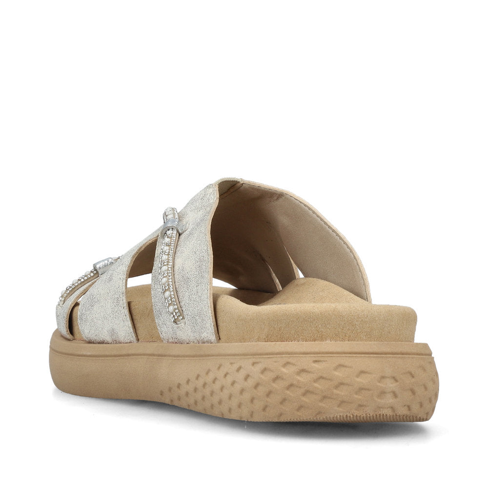 Rieker V1588-60 Beige Glitz Slip On Sandals