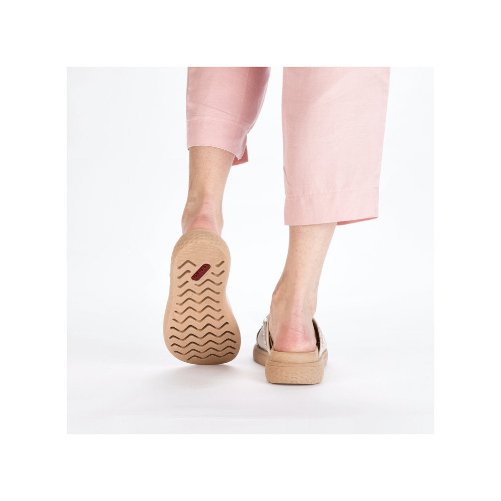 Rieker V1588-60 Beige Glitz Slip On Sandals