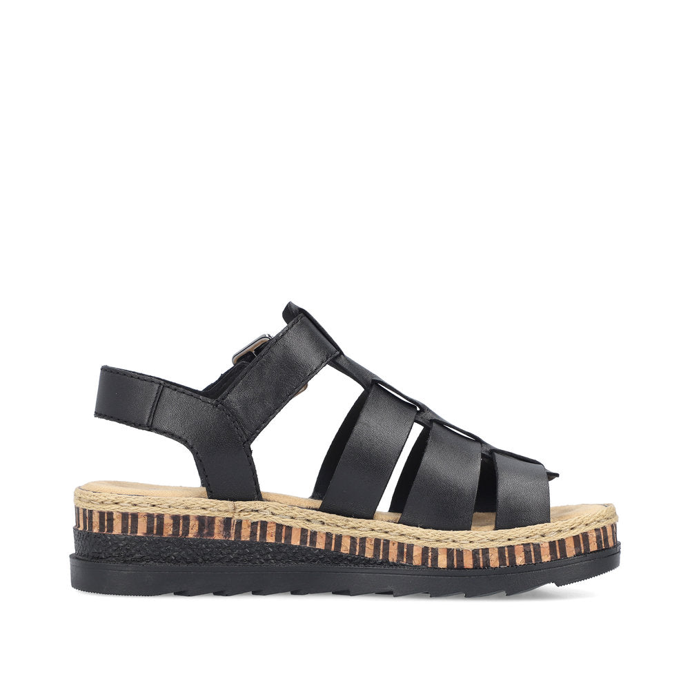Rieker V7904-00 Black Sandals with Slingback Strap